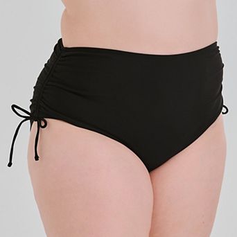 Juniors' Plus Size Ninety-Nine° Tunneled High Waist Swim Bottoms