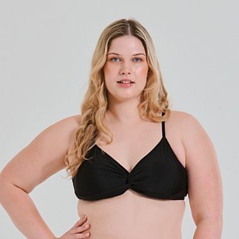 Juniors' Plus Size Ninety-Nine° Twist Front Bralette Swim Tops