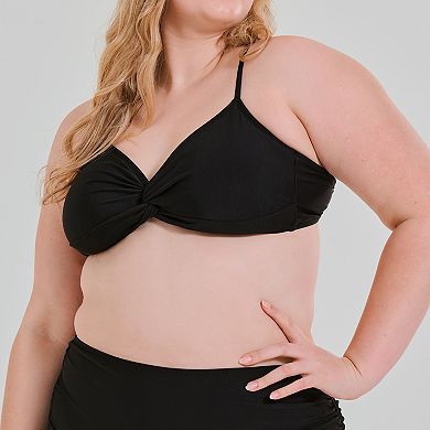 Juniors' Plus Size Ninety-Nine° Twist Front Bralette Swim Tops