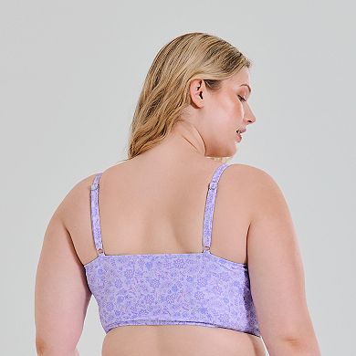 Juniors' Plus Size Ninety-Nine° Shirred Tunnel Crop Tankini Swim Top