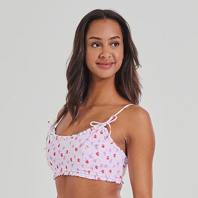 Juniors' Ninety-Nine° Smocked Bralette Swim Top