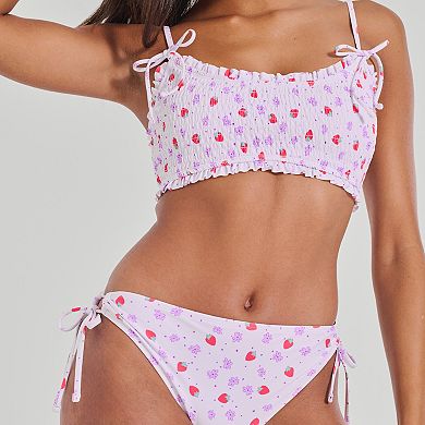 Juniors' Ninety-Nine° Smocked Bralette Swim Top