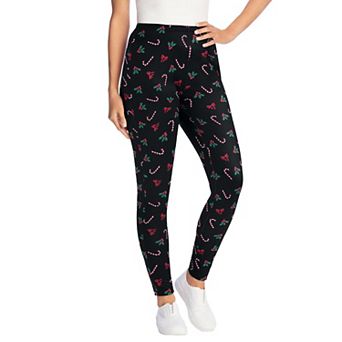 Woman Within Plus Size Tall Stretch-Cotton Knit Pull-On Printed Leggings