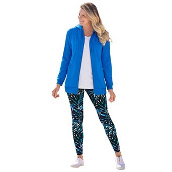 Woman Within Plus Size Tall Stretch-Cotton Knit Pull-On Printed Leggings