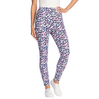 Woman Within Plus Size Tall Stretch-Cotton Knit Pull-On Printed Leggings