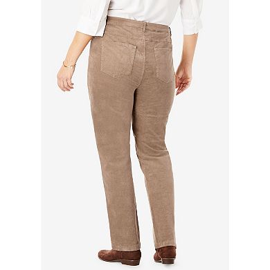 Woman Within Plus Size Petite Corduroy Straight Leg Stretch Pant