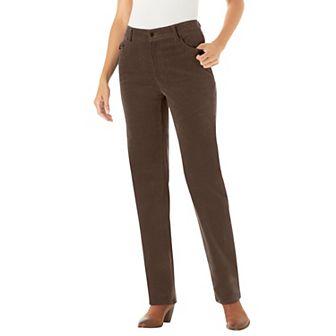Woman Within Plus Size Petite Corduroy Straight Leg Stretch Pant