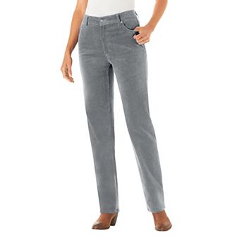 Woman Within Plus Size Petite Corduroy Straight Leg Stretch Pant