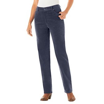 Woman Within Plus Size Petite Corduroy Straight Leg Stretch Pant