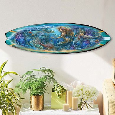 36" X 10" Surfboard Coastal Wall Art By G. Debrekht