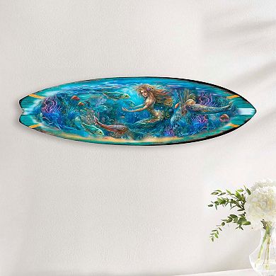 36" X 10" Surfboard Coastal Wall Art By G. Debrekht