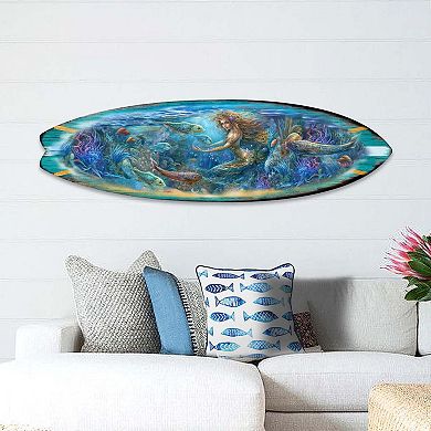 36" X 10" Surfboard Coastal Wall Art By G. Debrekht