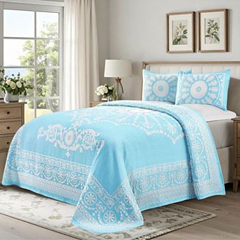 SUPERIOR Kymbal Medallion Woven Jacquard Oversized Bedspread & Sham Set