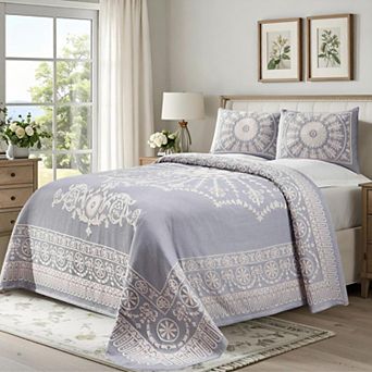 SUPERIOR Kymbal Medallion Woven Jacquard Oversized Bedspread & Sham Set