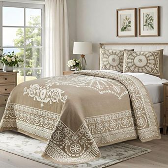 SUPERIOR Kymbal Medallion Woven Jacquard Oversized Bedspread & Sham Set