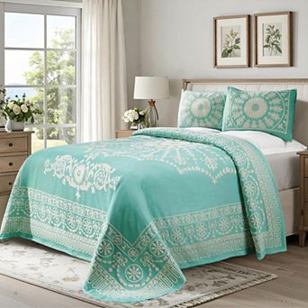 SUPERIOR Kymbal Medallion Woven Jacquard Oversized Bedspread & Sham Set