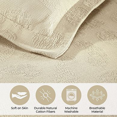 SUPERIOR Paisley Cotton All-Season Matelassé Bedspread Set with Shams