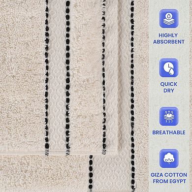 Superior 12 pc Niles Egyptian Giza Cotton Dobby Ultra-Plush Thick Soft Absorbent Washcloth Set