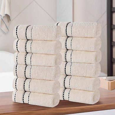 Superior 12 pc Niles Egyptian Giza Cotton Dobby Ultra-Plush Thick Soft Absorbent Washcloth Set