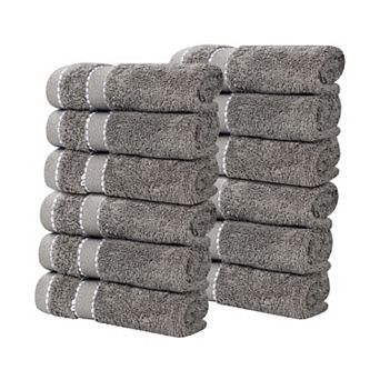 Superior 12 pc Niles Egyptian Giza Cotton Dobby Ultra-Plush Thick Soft Absorbent Washcloth Set