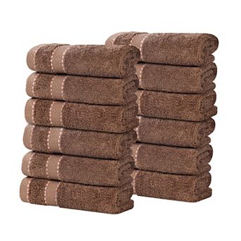 Superior 12 pc Niles Egyptian Giza Cotton Dobby Ultra-Plush Thick Soft Absorbent Washcloth Set