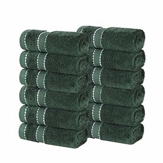 Superior 12 pc Niles Egyptian Giza Cotton Dobby Ultra-Plush Thick Soft Absorbent Washcloth Set