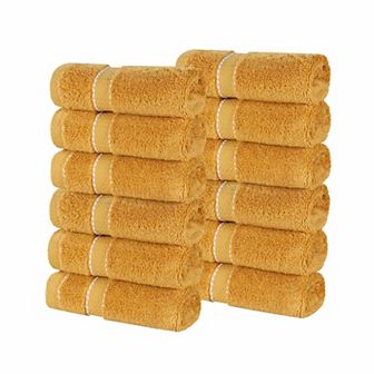 Superior 12 pc Niles Egyptian Giza Cotton Dobby Ultra-Plush Thick Soft Absorbent Washcloth Set