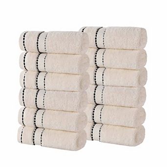 Superior 12 pc Niles Egyptian Giza Cotton Dobby Ultra-Plush Thick Soft Absorbent Washcloth Set