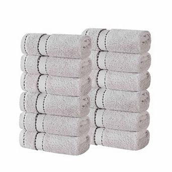 Superior 12 pc Niles Egyptian Giza Cotton Dobby Ultra-Plush Thick Soft Absorbent Washcloth Set