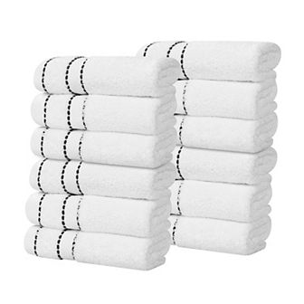Superior 12 pc Niles Egyptian Giza Cotton Dobby Ultra-Plush Thick Soft Absorbent Washcloth Set