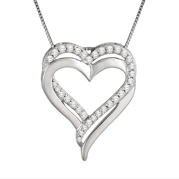 Two Hearts Forever One Sterling Silver 1/4 Carat Diamond Heart