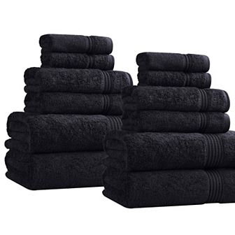 Superior 12 pc Egyptian Cotton Highly Absorbent Solid Ultra Soft Towel Set