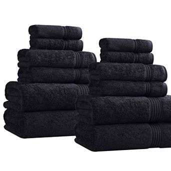 Superior 12 pc Egyptian Cotton Highly Absorbent Solid Ultra Soft Towel Set