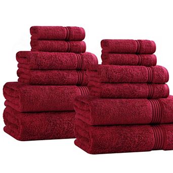 Superior 12 pc Egyptian Cotton Highly Absorbent Solid Ultra Soft Towel Set