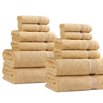 Superior 12 pc Egyptian Cotton Highly Absorbent Solid Ultra Soft Towel Set