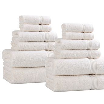 Superior 12 pc Egyptian Cotton Highly Absorbent Solid Ultra Soft Towel Set