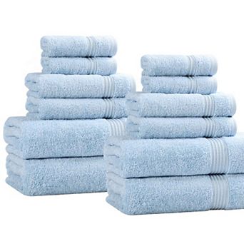 Superior 12 pc Egyptian Cotton Highly Absorbent Solid Ultra Soft Towel Set