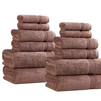 Superior 12 pc Egyptian Cotton Highly Absorbent Solid Ultra Soft Towel Set