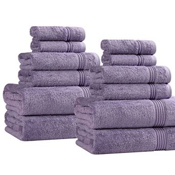 Superior 12 pc Egyptian Cotton Highly Absorbent Solid Ultra Soft Towel Set