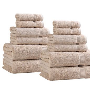 Superior 12 pc Egyptian Cotton Highly Absorbent Solid Ultra Soft Towel Set