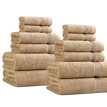 Superior 12 pc Egyptian Cotton Highly Absorbent Solid Ultra Soft Towel Set