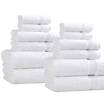 Superior 12 pc Egyptian Cotton Highly Absorbent Solid Ultra Soft Towel Set