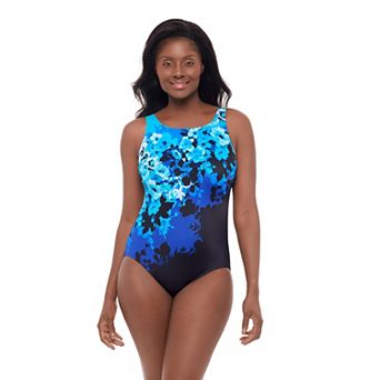 Women's Great Lengths Flower Crush Scoopback Highneck One Piece Swimsuit