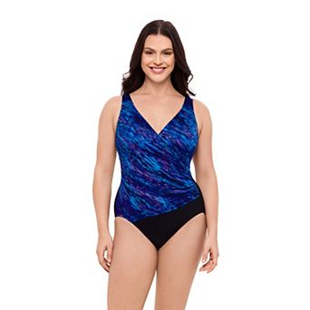 Women's Great Lengths Marble Canyon Shirred Surplice One-Piece Swimsuit