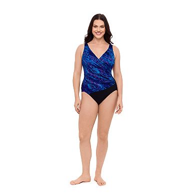 Women's Great Lengths Marble Canyon Shirred Surplice One-Piece Swimsuit
