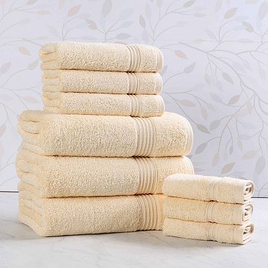 Superior 9 pc Egyptian Cotton Highly Absorbent Solid Ultra Soft Towel Set