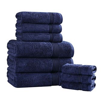 Superior 9 pc Egyptian Cotton Highly Absorbent Solid Ultra Soft Towel Set