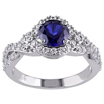Stella Grace Sterling Silver Lab-Created Blue & White Sapphire Twist Ring