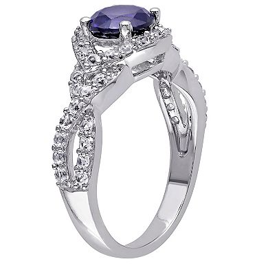 Stella Grace Sterling Silver Lab-Created Blue & White Sapphire Twist Ring