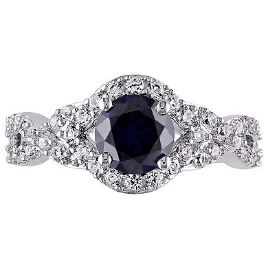 Stella Grace Sterling Silver Lab-Created Blue & White Sapphire Twist Ring